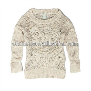 13STC5266 offen gestrickte frauen crewneck pullover stricken modelle